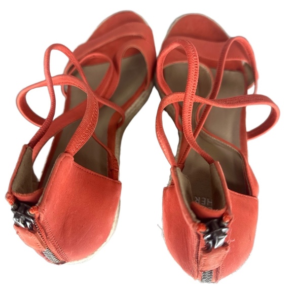 EILEEN FISHER Wedge Sandal 11 Espadrille Strappy Zip Back Orange Wanda - Picture 6 of 10